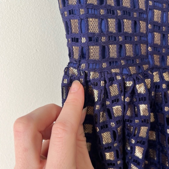 Just Me Navy Blue Fit & Flare Dress | Size Small purple gold women’s party Y2K - Picture 14 of 15